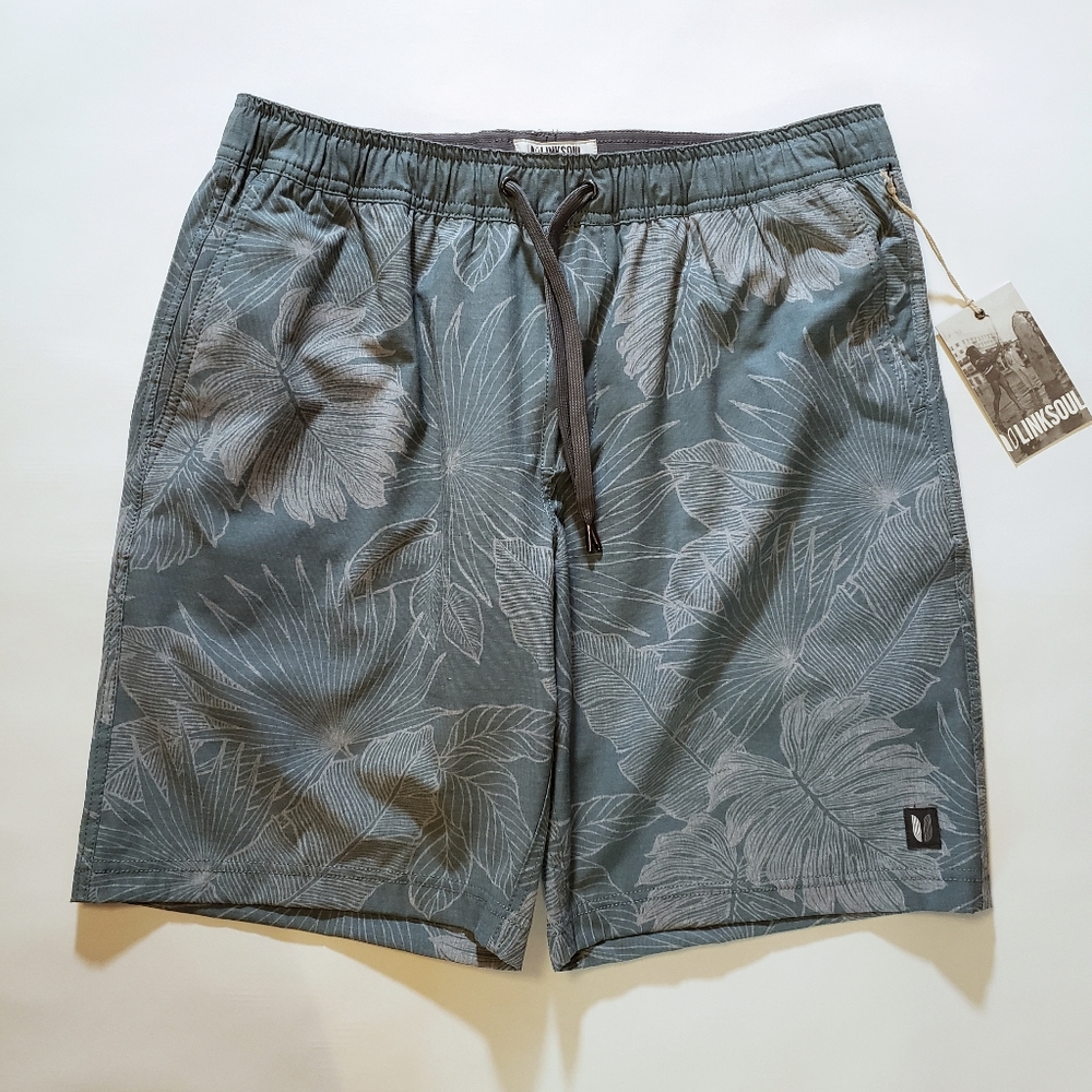 Linksoul SATURDAY SHORT BOARD SHORTS LINED size S L XXL storm green leaf print